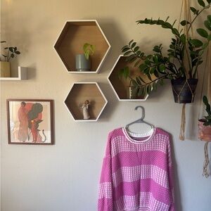 Pink and White Knit Sweater